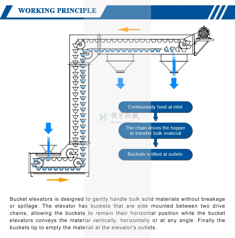 Industrial Automatic Installation Food Application Plastic Bucket Conveyor Elevator Systems